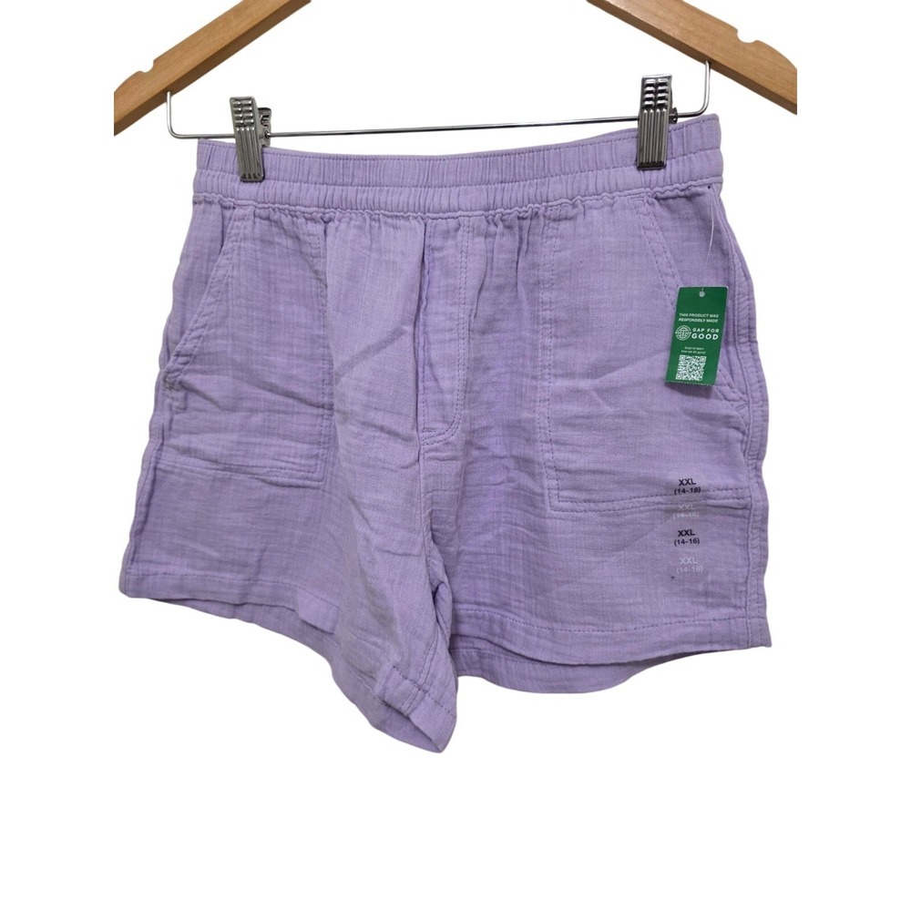 NWT Gap Kids‎ Lavender Pull-On Shorts XXL 14-16 Cotton Blend Elastic Waistband